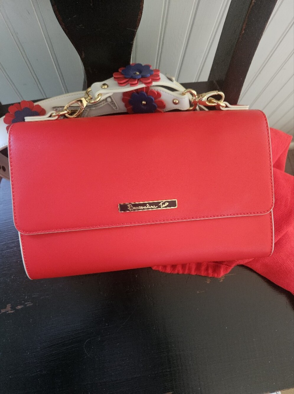 Red Crossbody Bag with White Decorative Strap Martini Glasses by Braccialini